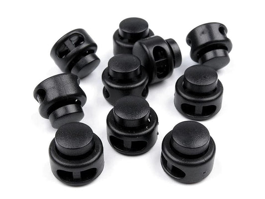 plastic cord stopper with 2 holes 13x15 mm-black
