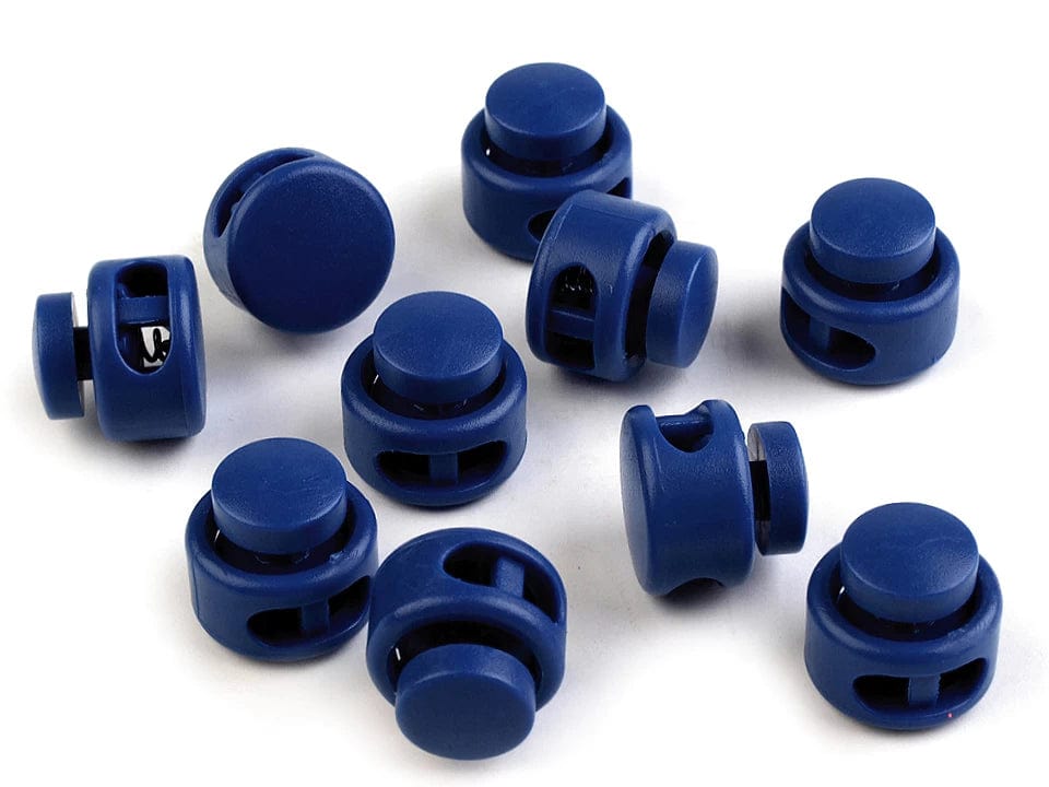 Plastikowy stoper do sznurka, 2 otwory, 13x15 mm, chabrowy