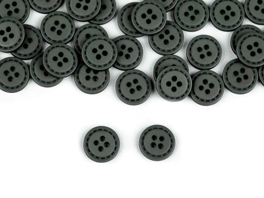 Plastic buttons 11 mm - green-grey