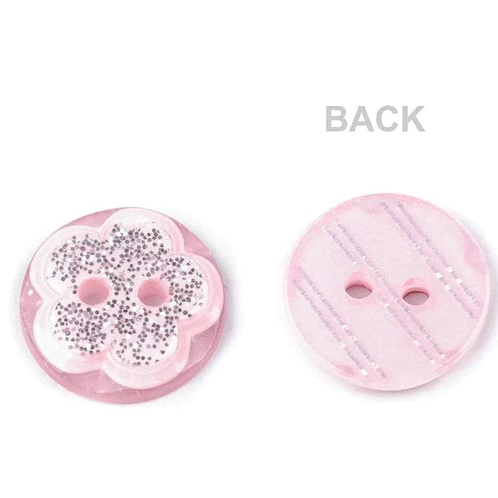 Plastic button 13 mm - white flower