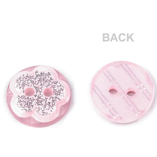 Plastic button 13 mm - white flower