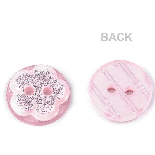 Plastic buttons 13 mm-pink flower