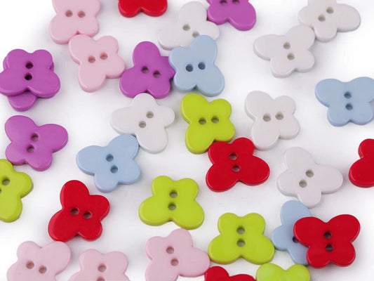 Plastic buttons 13 x 16 mm - white butterfly