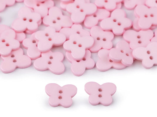 Plastic buttons 13 x 16 mm - pink butterfly