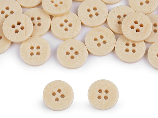 Plastic buttons 15 mm-cream