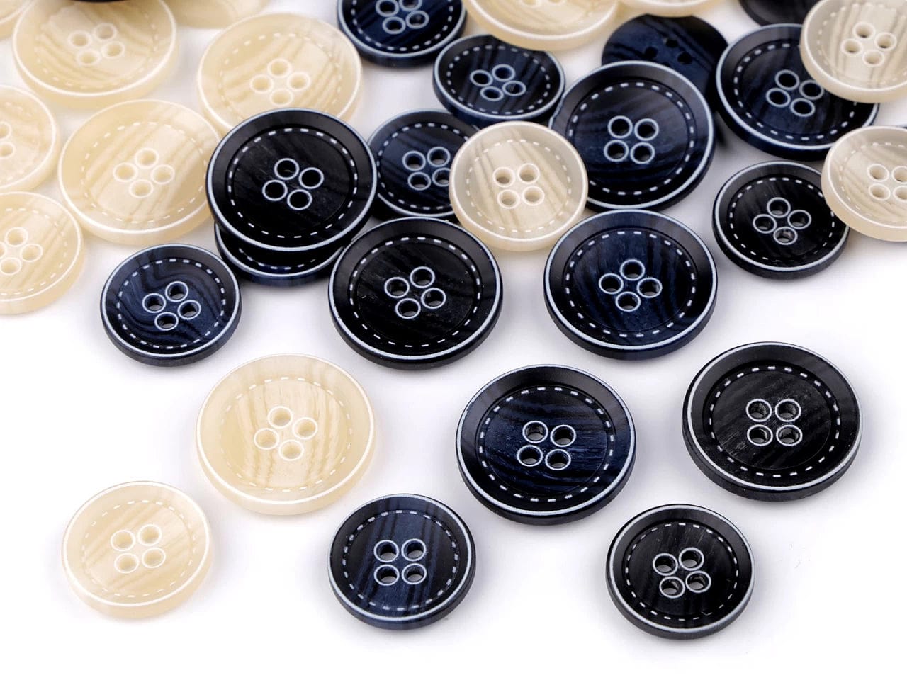 Plastic buttons 20 mm-dark blue with white accents