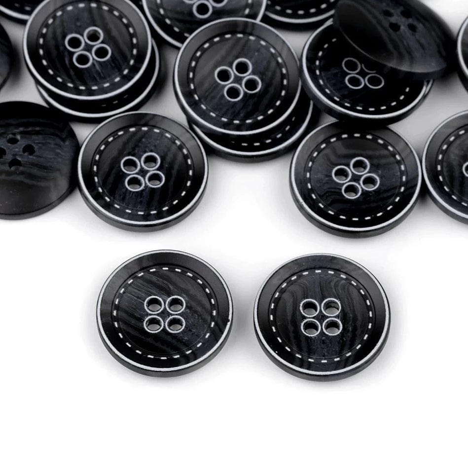 Plastic buttons 20 mm - dark blue with white accents