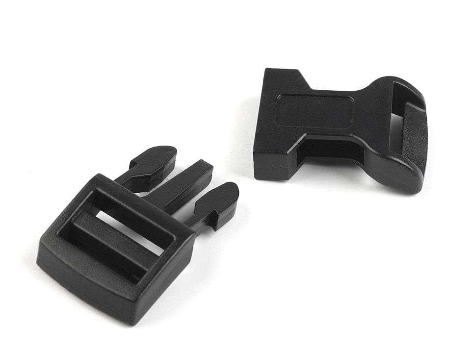 Plastic buckle, curved 15 mm, black (pack of 5 pcs)