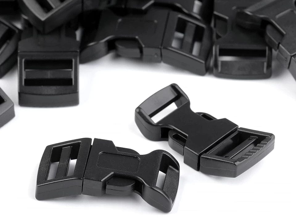 Plastic recessed buckle 15 mm-black (5 pcs per pack)