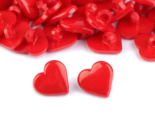 15 mm red heart shank button