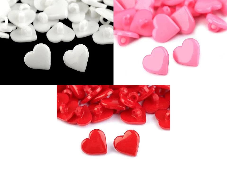 15 mm red heart shank button