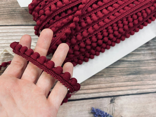 Pom Pom ribbon-12 mm burgundy