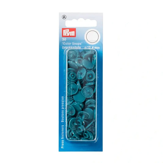 PRYM Press studs Ø12.4 mm, 30 pcs, turquoise blue