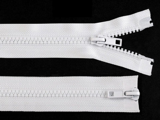 Two-way tractor zipper - white