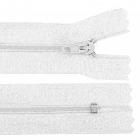 Closed white zipper