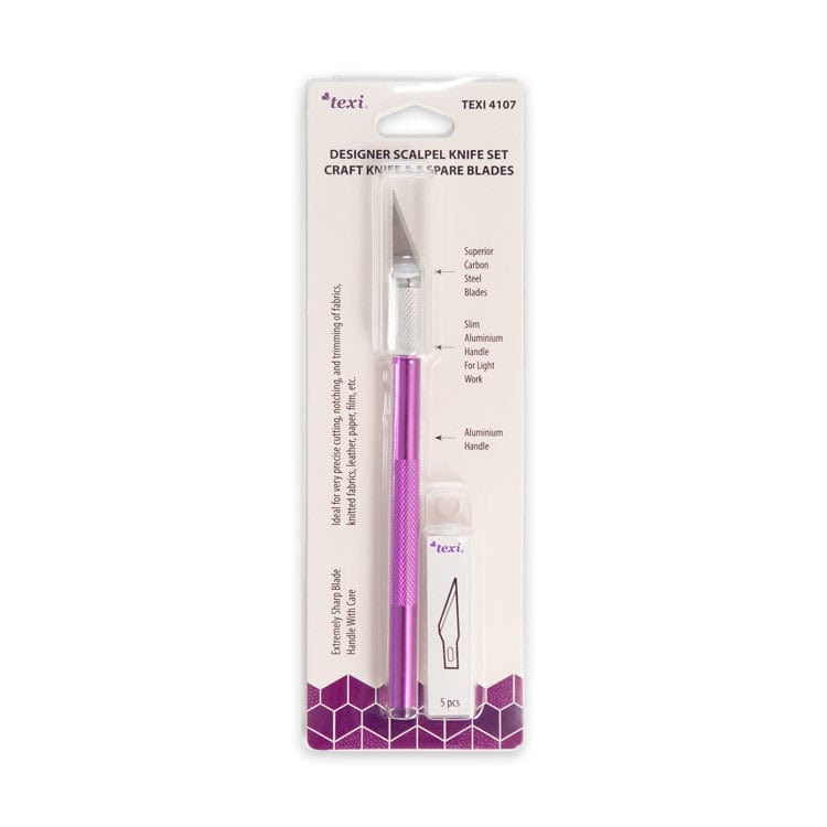 Purple craft knife with 5 blades