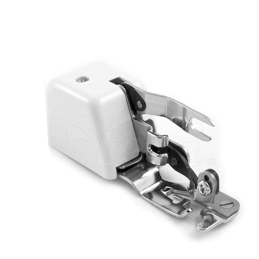 Sewing machine presser foot for overlock stitch with knife