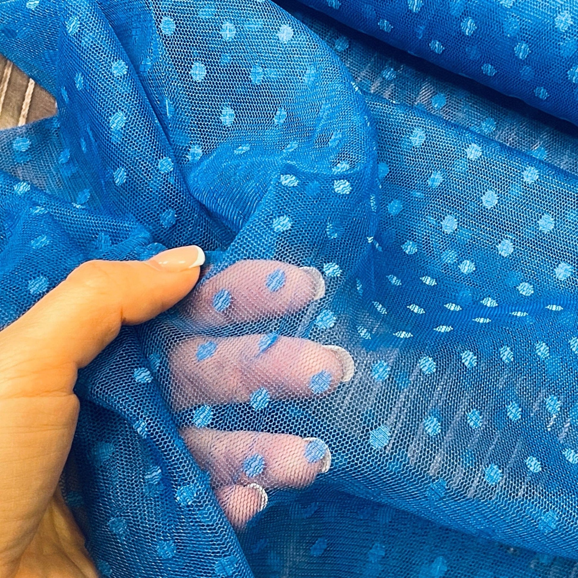 Polka dot tulle - royal blue