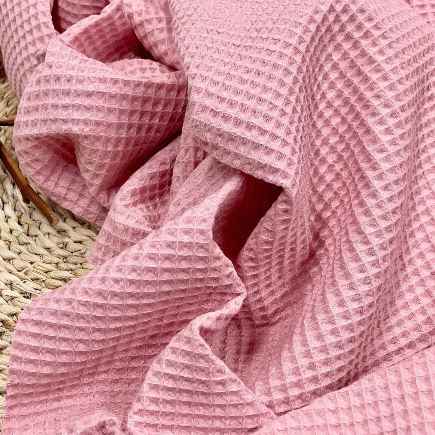 Waffle fabric - pink 230 g/m²