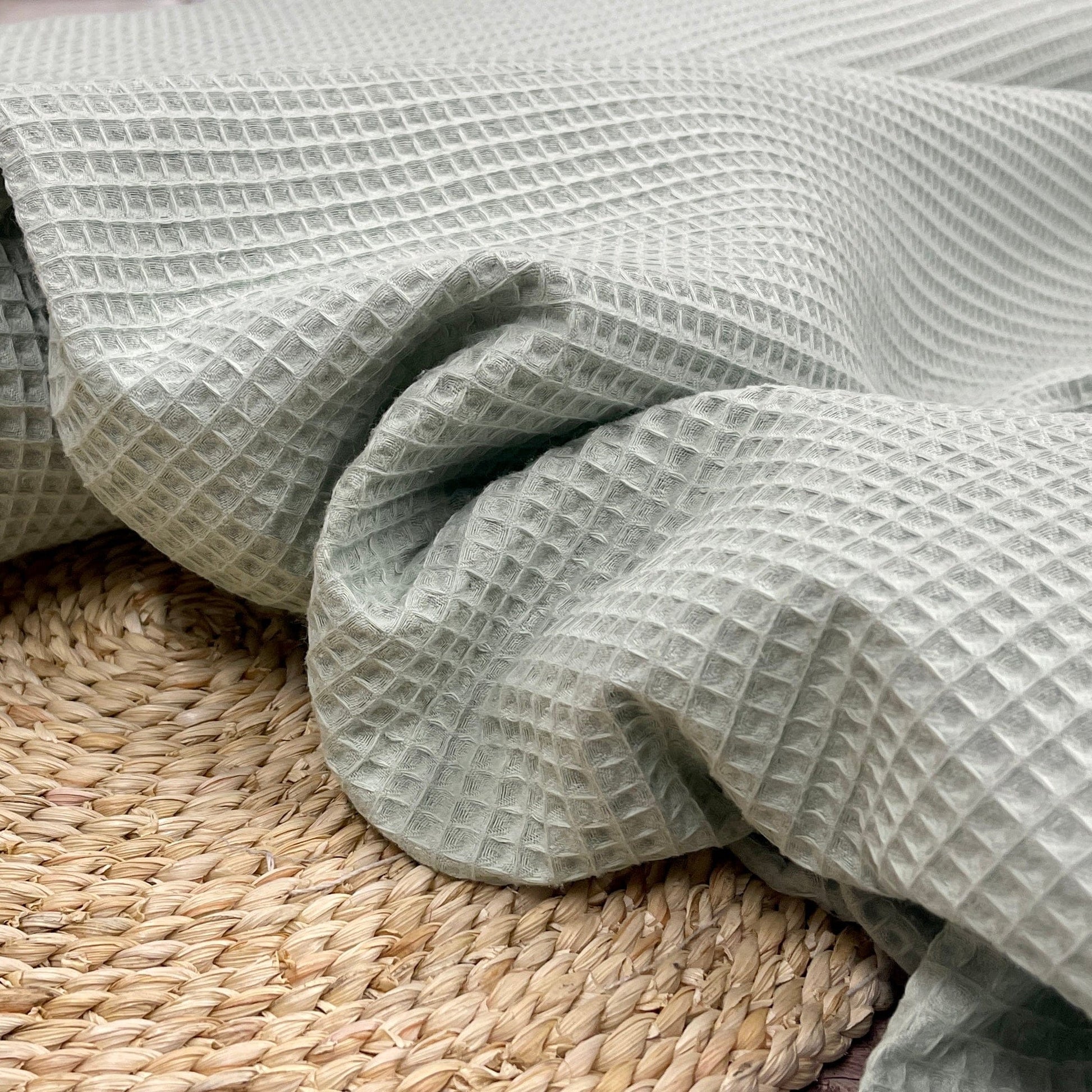 Waffle fabric sage green 230 g/m²