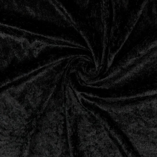 Crinkle-effect velvet - black 160 g/m²